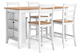 Gesthaven Natural/White Counter Height Dining Table and 4 Barstools -  Ashley - Luna Furniture