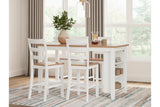 Gesthaven Natural/White Counter Height Dining Table and 4 Barstools -  Ashley - Luna Furniture