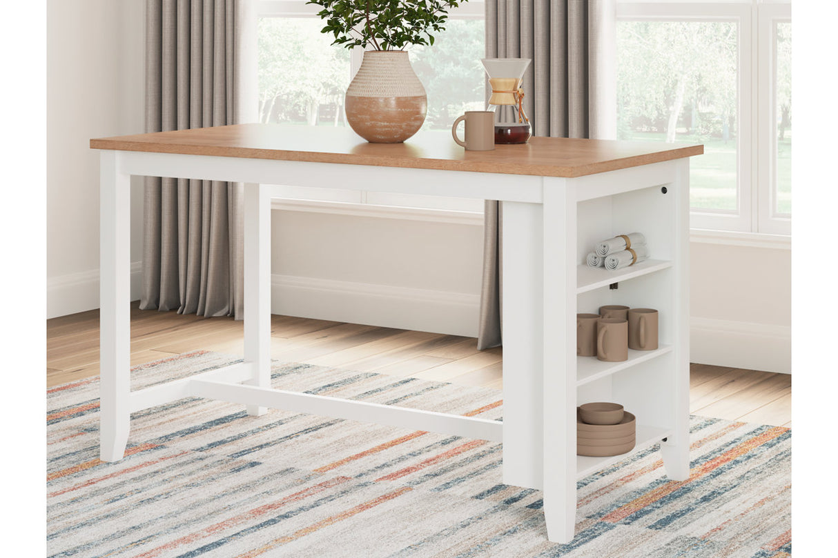 Gesthaven Natural/White Counter Height Dining Table and 2 Barstools -  Ashley - Luna Furniture