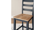 Gesthaven Natural/Blue Counter Height Dining Table and 2 Barstools -  Ashley - Luna Furniture