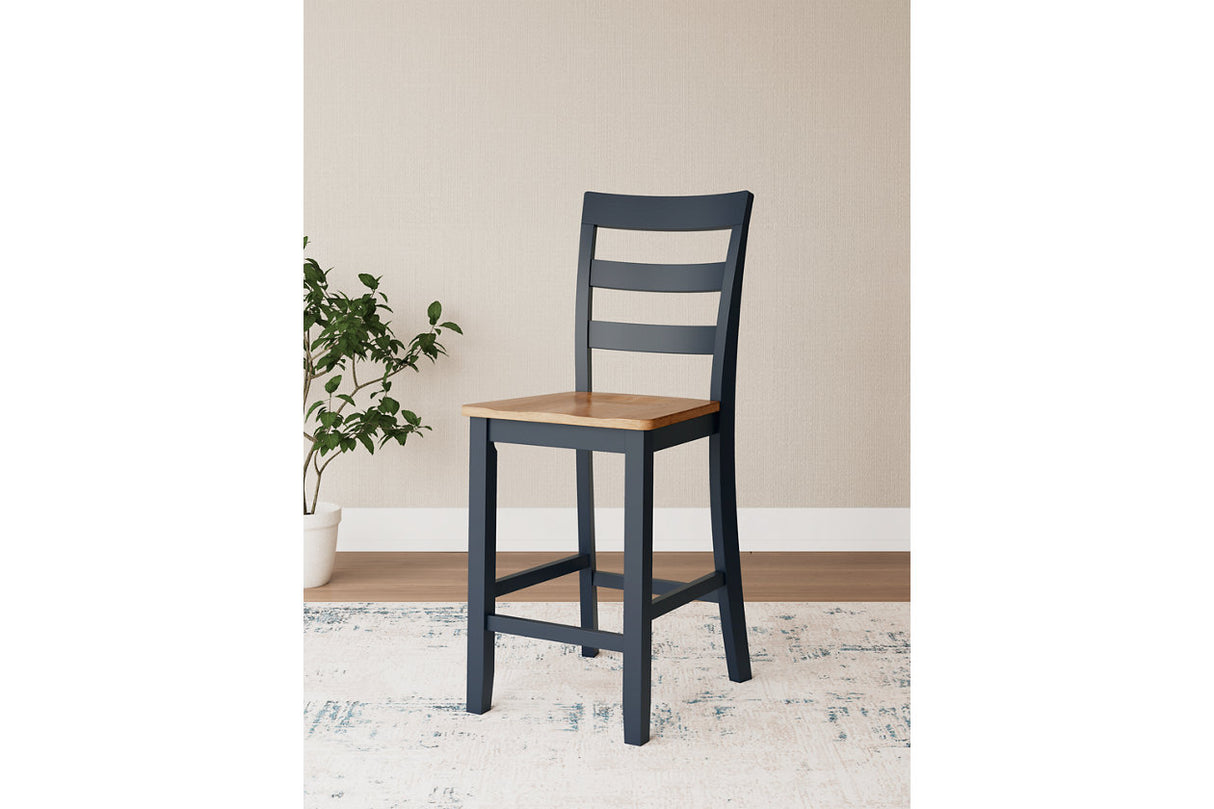 Gesthaven Natural/Blue Counter Height Dining Table and 2 Barstools -  Ashley - Luna Furniture