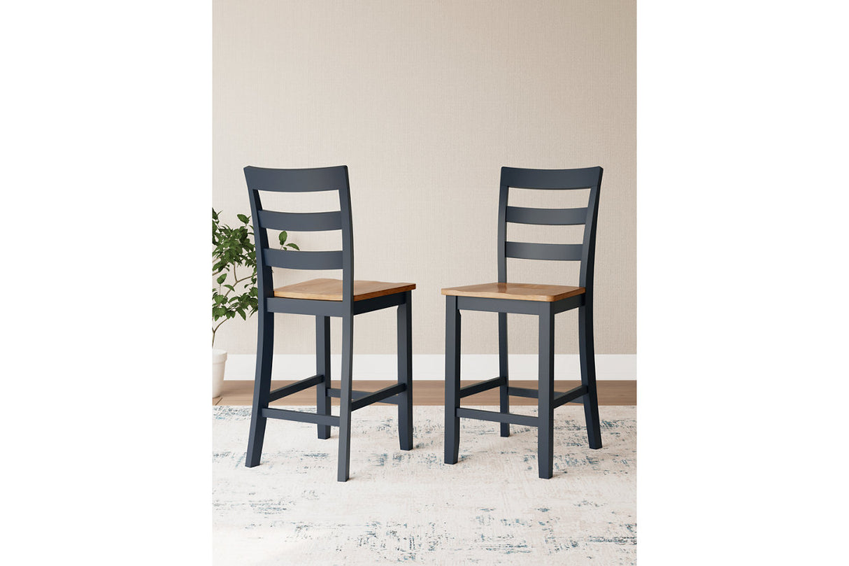 Gesthaven Natural/Blue Counter Height Dining Table and 2 Barstools -  Ashley - Luna Furniture