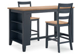 Gesthaven Natural/Blue Counter Height Dining Table and 2 Barstools -  Ashley - Luna Furniture