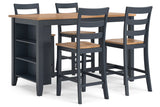 Gesthaven Natural/Blue Counter Height Dining Table and 4 Barstools -  Ashley - Luna Furniture