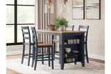 Gesthaven Natural/Blue Counter Height Dining Table and 4 Barstools -  Ashley - Luna Furniture