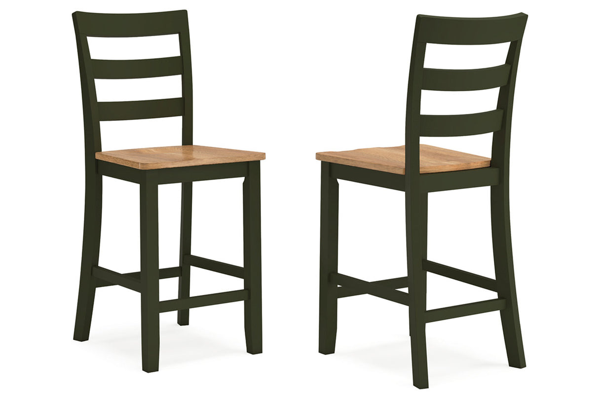 Gesthaven Natural/Green Counter Height Dining Table and 4 Barstools -  Ashley - Luna Furniture