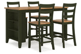 Gesthaven Natural/Green Counter Height Dining Table and 4 Barstools -  Ashley - Luna Furniture