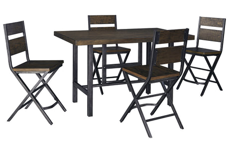 Kavara Medium Brown Counter Height Dining Table with 4 Barstools -  Ashley - Luna Furniture