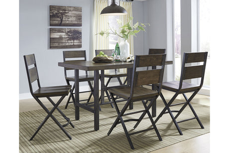 Kavara Medium Brown Counter Height Dining Table with 4 Barstools -  Ashley - Luna Furniture