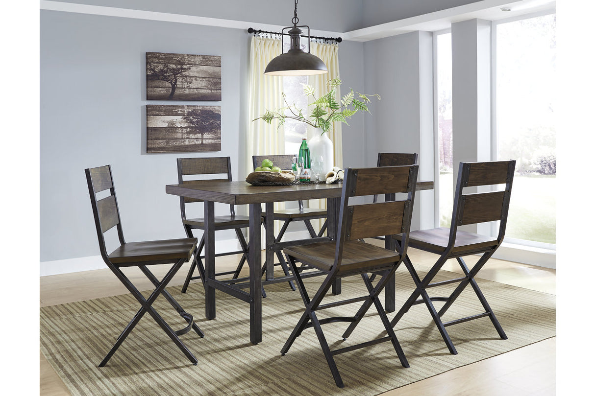 Kavara Medium Brown Counter Height Dining Table with 4 Barstools -  Ashley - Luna Furniture