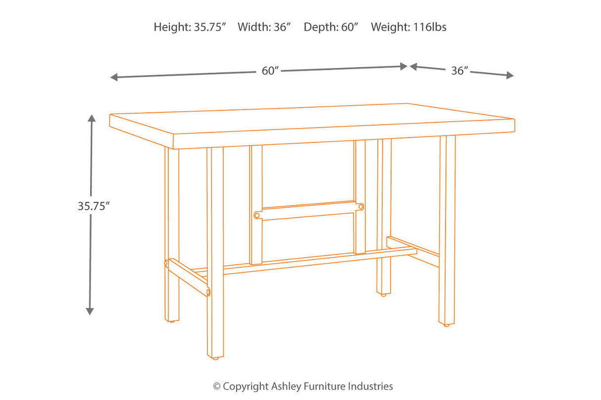 Kavara Medium Brown Counter Height Dining Table with 4 Barstools -  Ashley - Luna Furniture