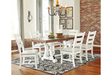 Valebeck Beige/White Dining Table and 6 Chairs -  Ashley - Luna Furniture