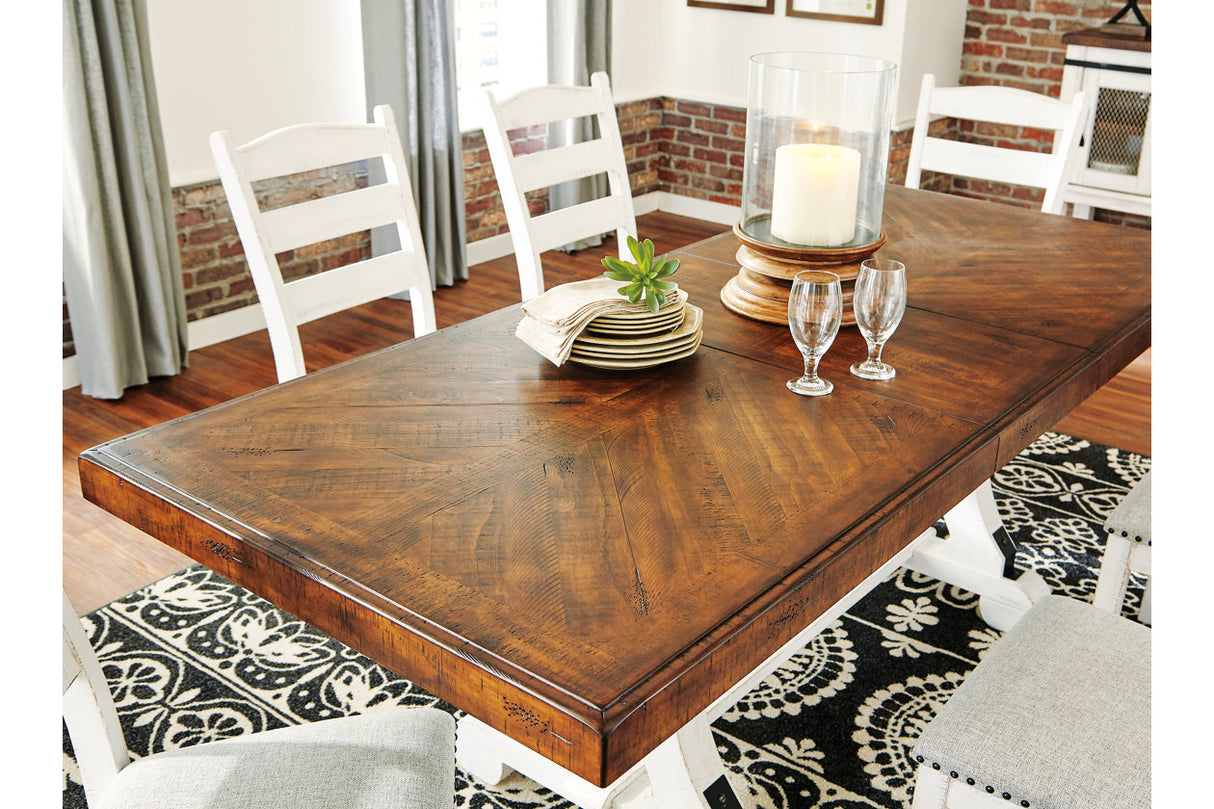 Valebeck Beige/White Dining Table and 6 Chairs -  Ashley - Luna Furniture