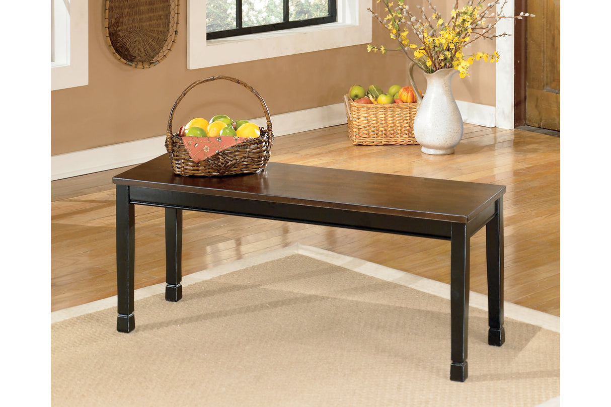 Owingsville Black/Brown Dining Table and 4 Chairs and Bench -  Ashley - Luna Furniture