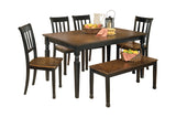 Owingsville Black/Brown Dining Table and 4 Chairs and Bench -  Ashley - Luna Furniture