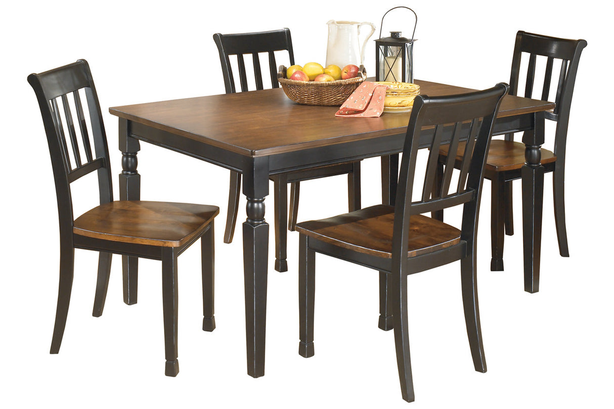 Owingsville Black/Brown Dining Table and 4 Chairs -  Ashley - Luna Furniture