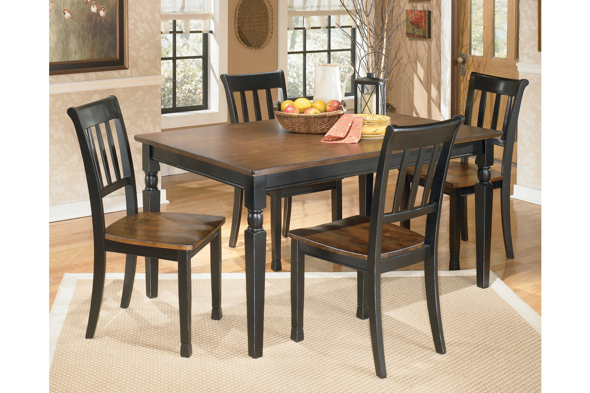 Owingsville Black/Brown Dining Table and 4 Chairs -  Ashley - Luna Furniture