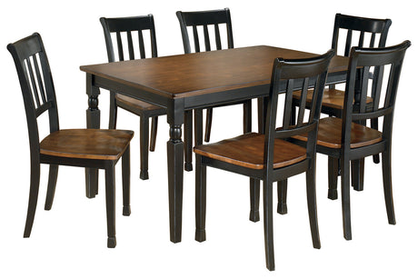 Owingsville Black/Brown Dining Table and 6 Chairs -  Ashley - Luna Furniture