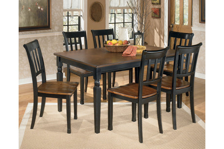 Owingsville Black/Brown Dining Table and 6 Chairs -  Ashley - Luna Furniture