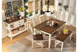 Whitesburg Brown/Cottage White Dining Table with 4 Chairs and Bench -  Ashley - Luna Furniture