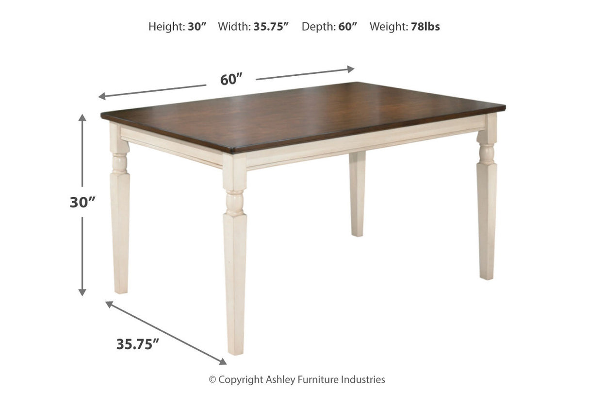 Whitesburg Brown/Cottage White Dining Table with 4 Chairs and Bench -  Ashley - Luna Furniture