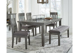 Hallanden Gray Dining Table, 4 Chairs, and Bench -  Ashley - Luna Furniture