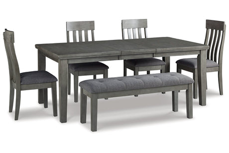 Hallanden Gray Dining Table, 4 Chairs, and Bench -  Ashley - Luna Furniture