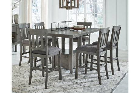 Hallanden Gray Counter Height Dining Table and 6 Barstools -  Ashley - Luna Furniture