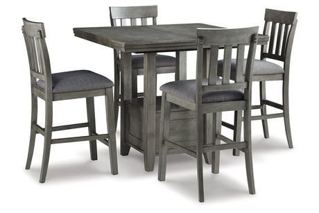 Hallanden Two-tone Gray Counter Height Dining Table and 4 Barstools -  Ashley - Luna Furniture
