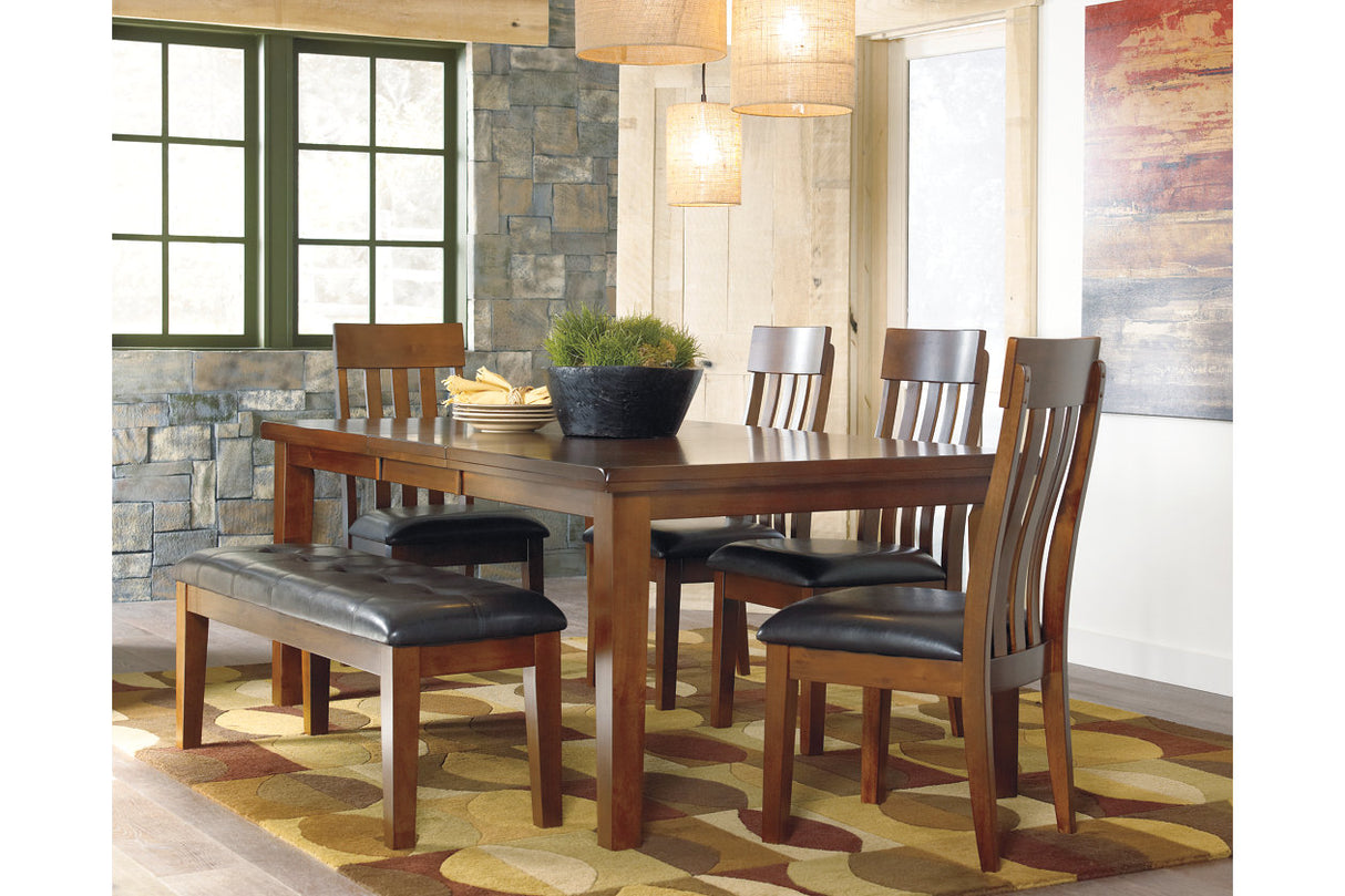 Ralene Medium Brown Dining Table and 4 Chairs and Bench -  Ashley - Luna Furniture