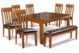 Ralene Medium Brown Dining Table and 6 Chairs and Bench -  Ashley - Luna Furniture