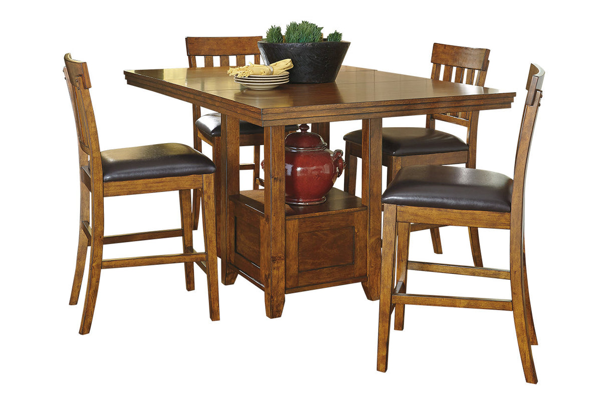 Ralene Medium Brown Counter Height Dining Table and 4 Barstools -  Ashley - Luna Furniture