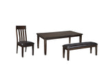 Haddigan Dark Brown Dining Table with 4 Chairs and Bench -  Ashley - Luna Furniture