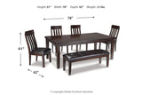 Haddigan Dark Brown Dining Table with 4 Chairs and Bench -  Ashley - Luna Furniture