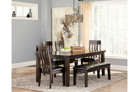 Haddigan Dark Brown Dining Table with 4 Chairs and Bench -  Ashley - Luna Furniture