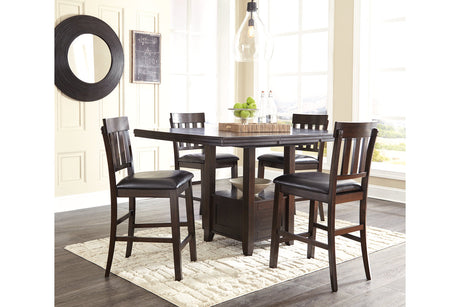 Haddigan Dark Brown Counter Height Dining Table with 4 Barstools -  Ashley - Luna Furniture