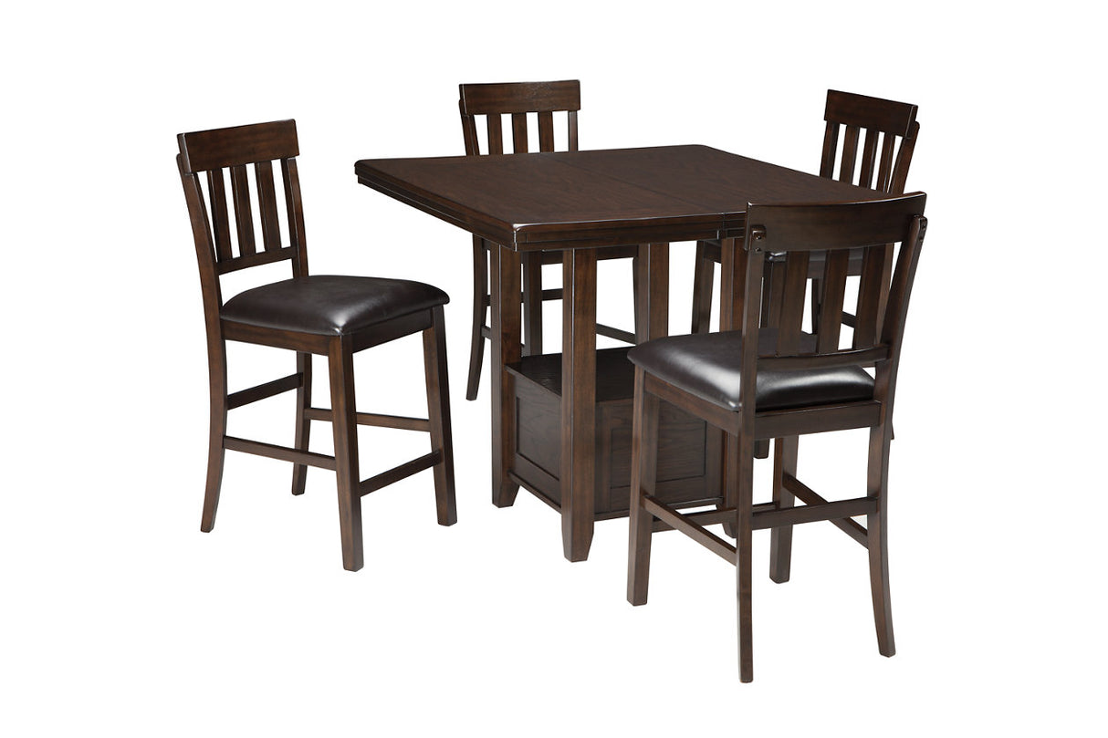 Haddigan Dark Brown Counter Height Dining Table with 4 Barstools -  Ashley - Luna Furniture