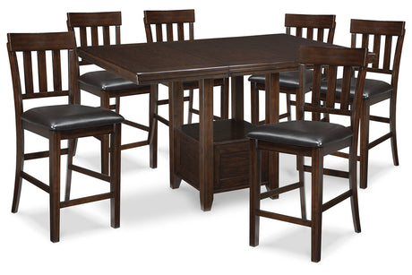 Haddigan Dark Brown Counter Height Dining Table and 6 Barstools -  Ashley - Luna Furniture