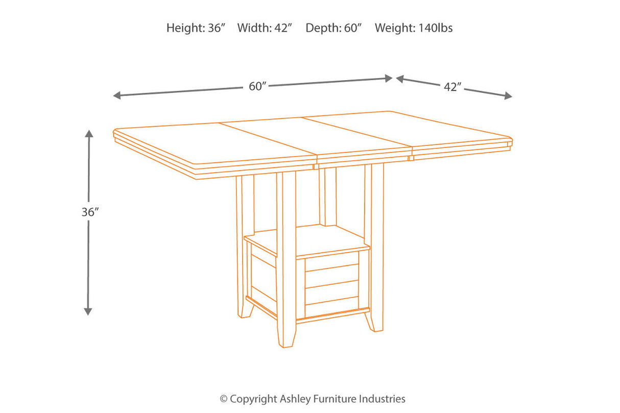 Haddigan Dark Brown Counter Height Dining Table and 6 Barstools -  Ashley - Luna Furniture