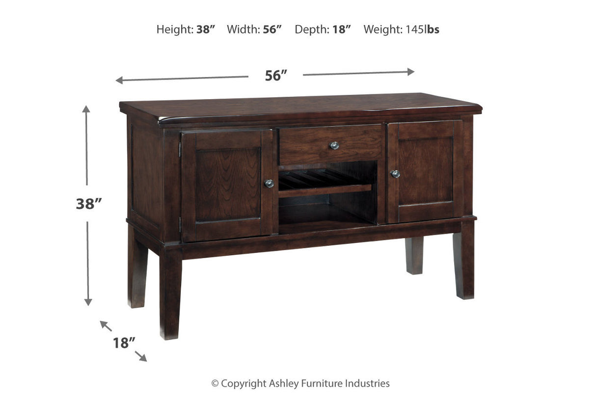 Haddigan Dark Brown Counter Height Dining Table, 4 Barstools and Server -  Ashley - Luna Furniture