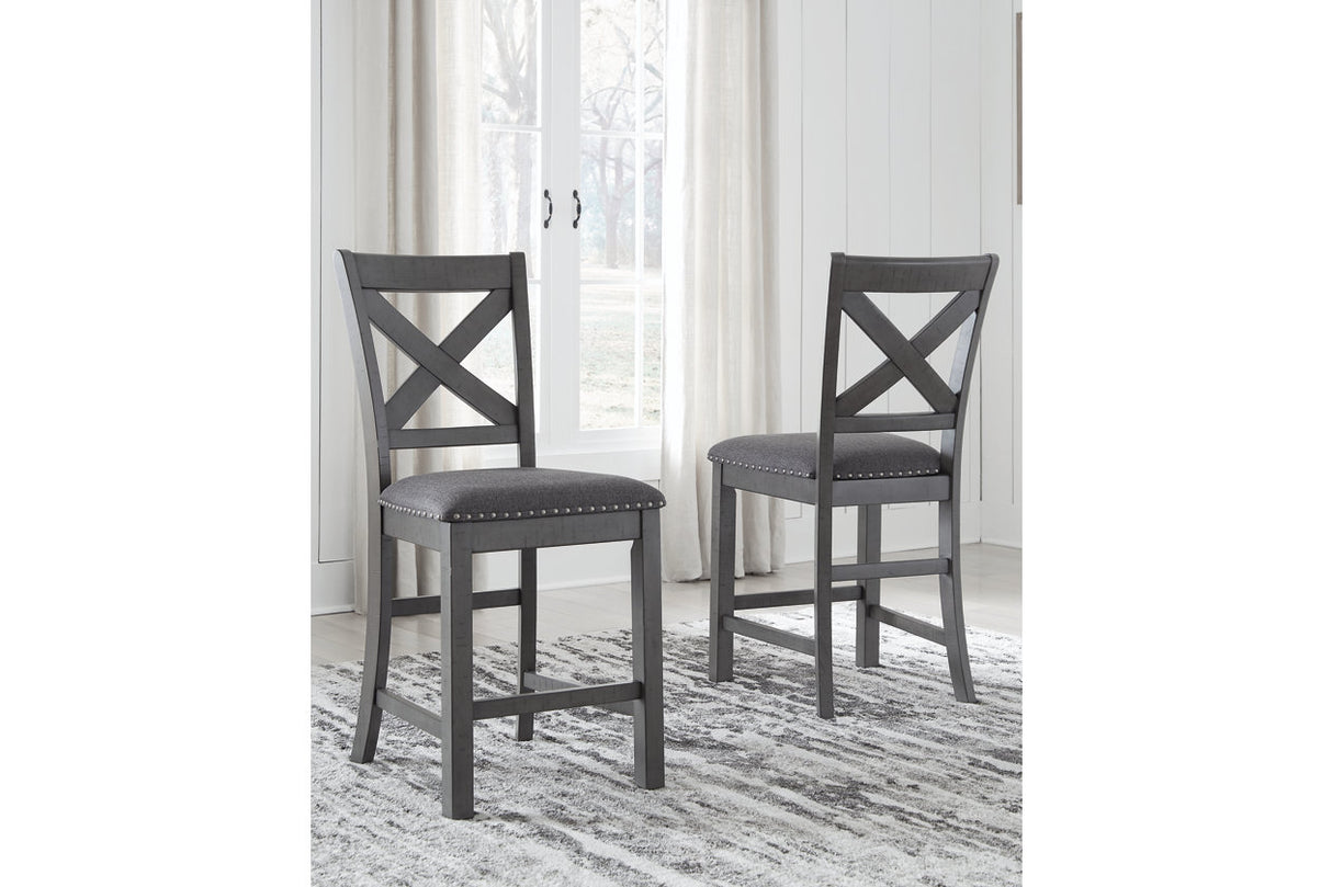Myshanna Gray Counter Height Dining Table, 4 Barstools and Bench -  Ashley - Luna Furniture