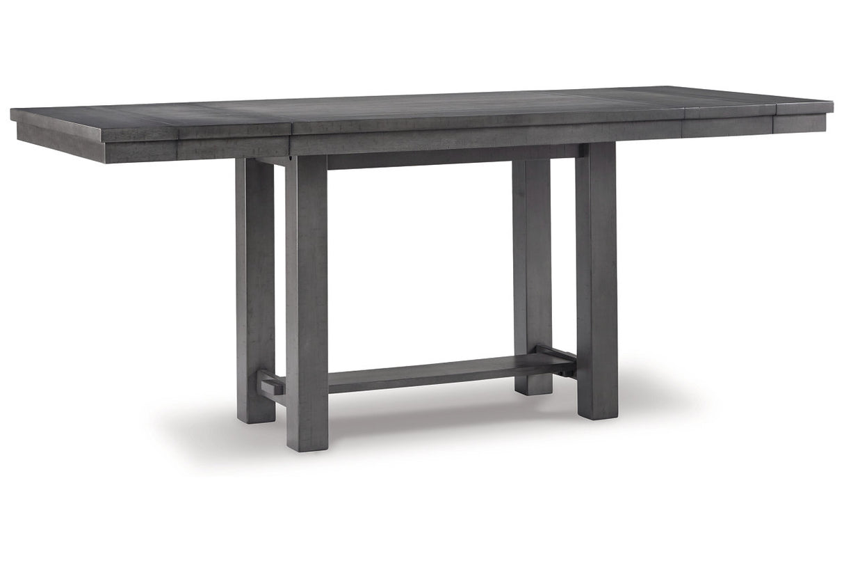 Myshanna Gray Counter Height Dining Table, 4 Barstools and Bench -  Ashley - Luna Furniture