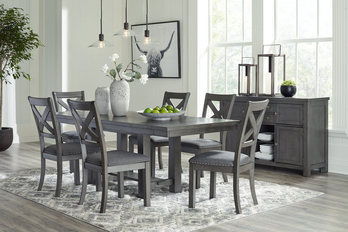 Myshanna Gray Dining Table and 6 Chairs -  Ashley - Luna Furniture