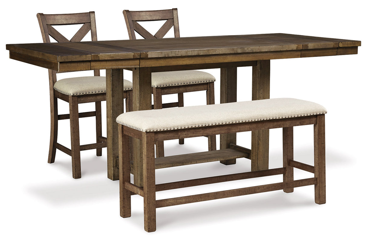 Moriville Beige Counter Height Dining Table and 2 Barstools and Bench -  Ashley - Luna Furniture