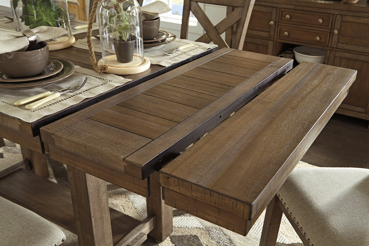 Moriville Grayish Brown Counter Height Dining Table with 4 Barstools and Bench -  Ashley - Luna Furniture