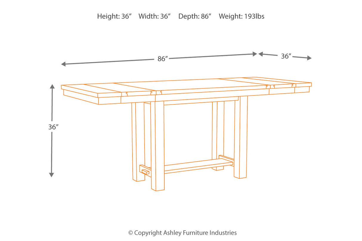 Moriville Beige Counter Height Dining Table and 6 Barstools -  Ashley - Luna Furniture