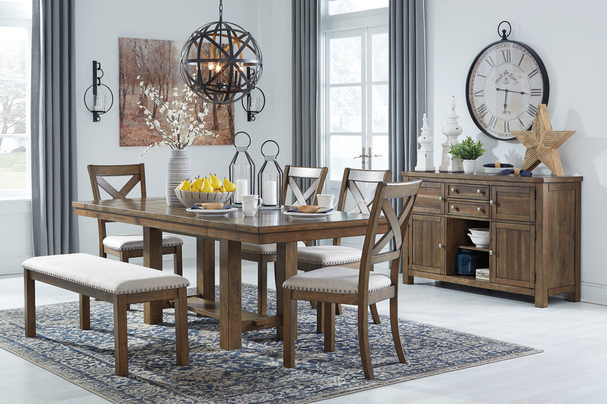 Moriville Beige Dining Table and 4 Chairs and Bench -  Ashley - Luna Furniture