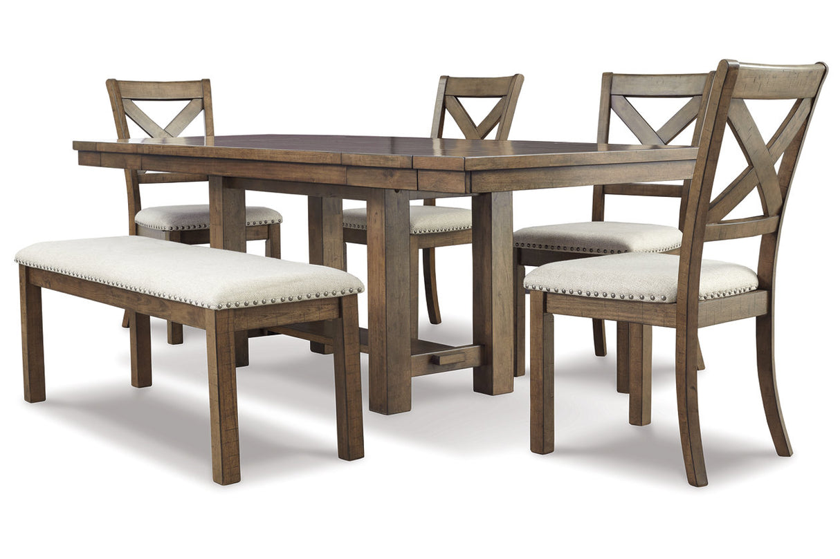 Moriville Beige Dining Table and 4 Chairs and Bench -  Ashley - Luna Furniture