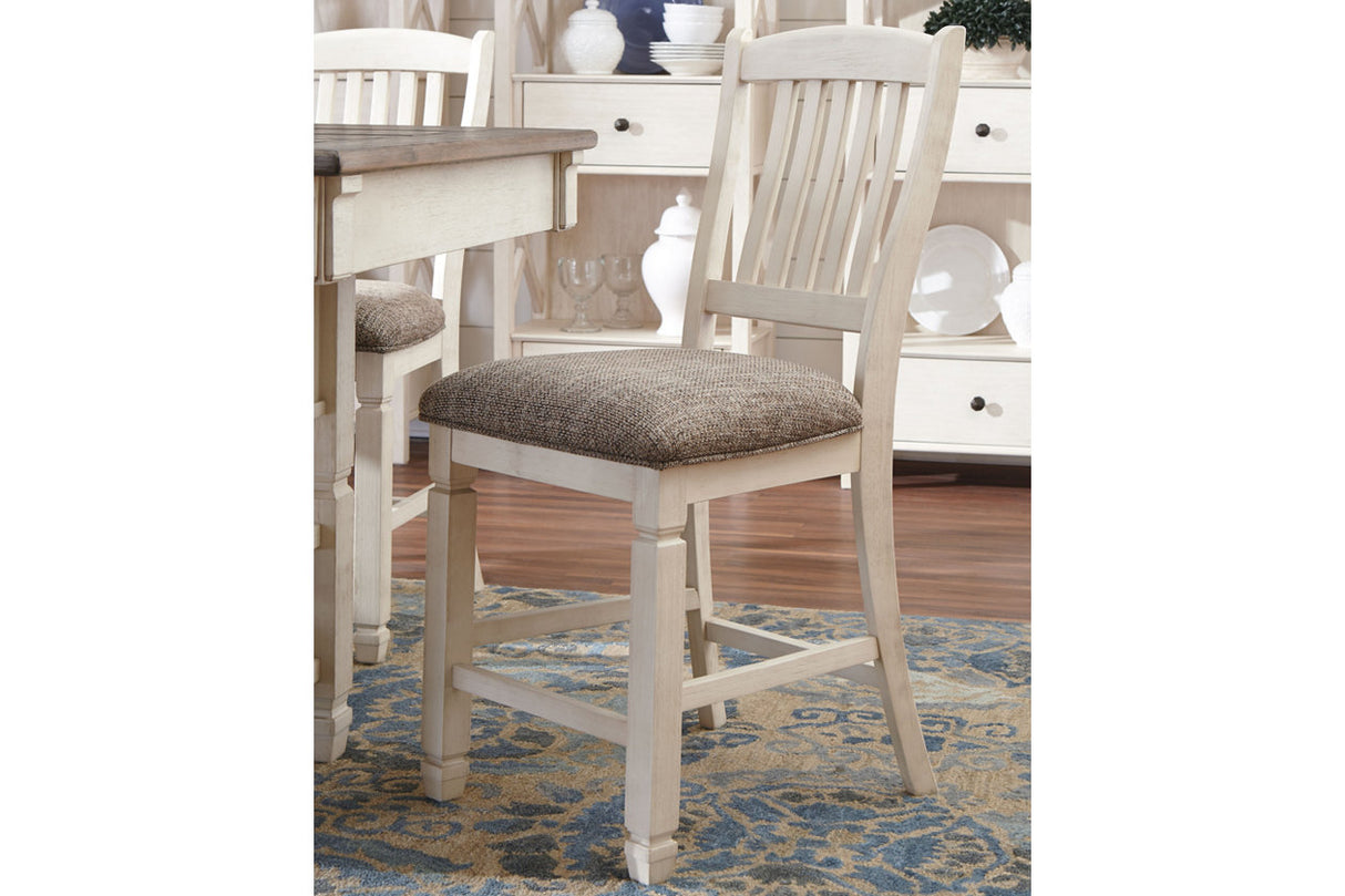 Bolanburg Antique White Counter Height Dining Table, 4 Barstools, Bench and Server -  Ashley - Luna Furniture