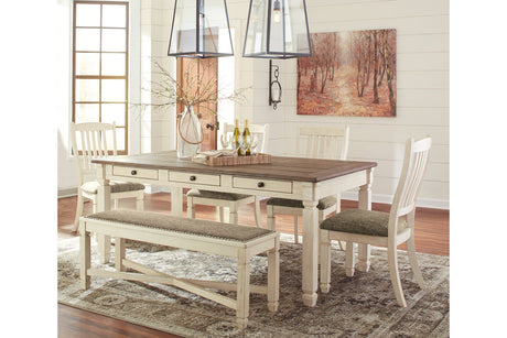 Bolanburg Antique White Dining Table with 4 Chairs and Bench -  Ashley - Luna Furniture